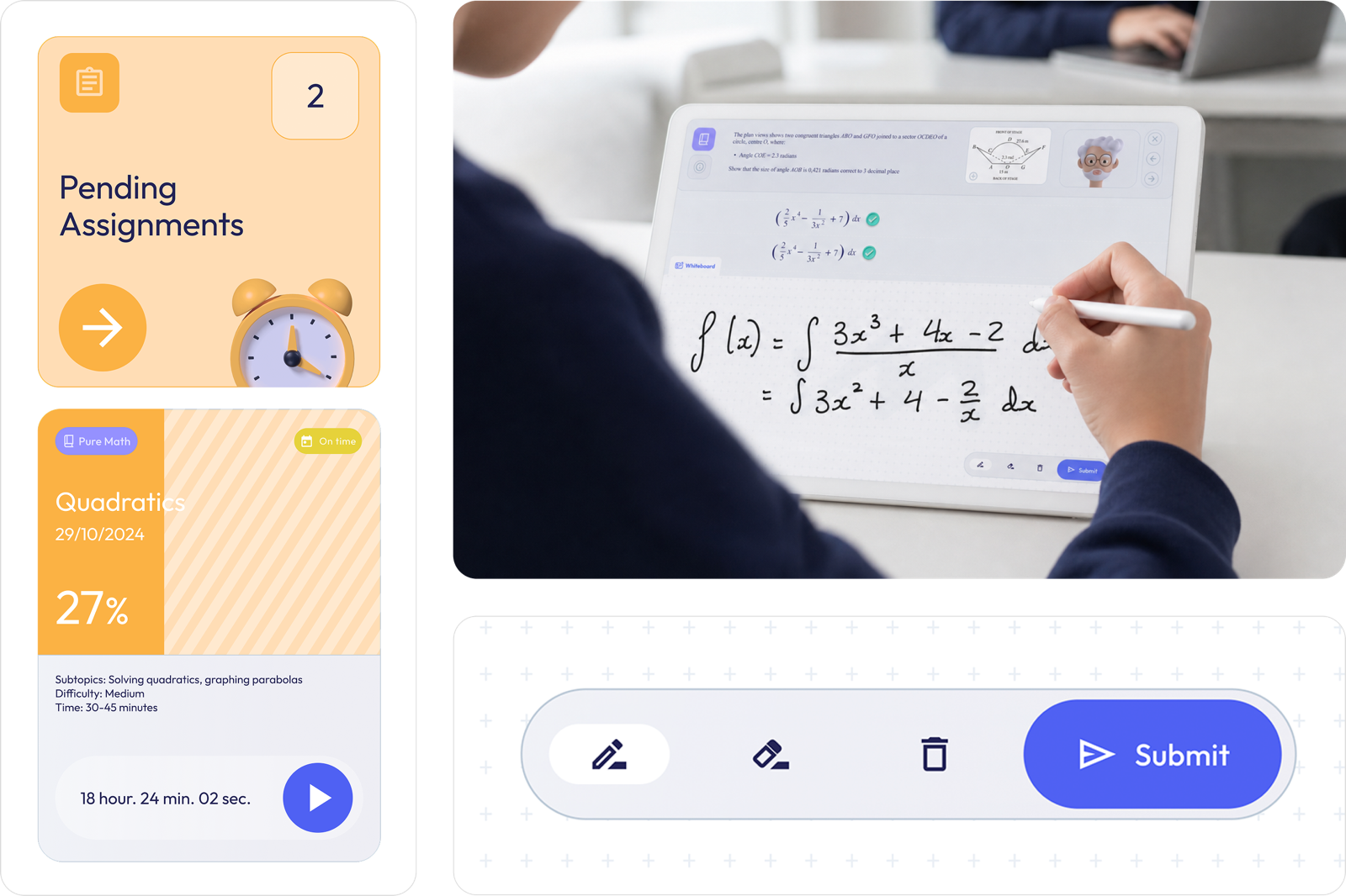 App de Materact: ejercicios pendientes, escritura matemática en la tablet y envío de la solución
