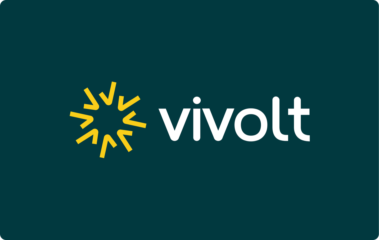 Logotipo de Vivolt sobre fondo verde oscuro